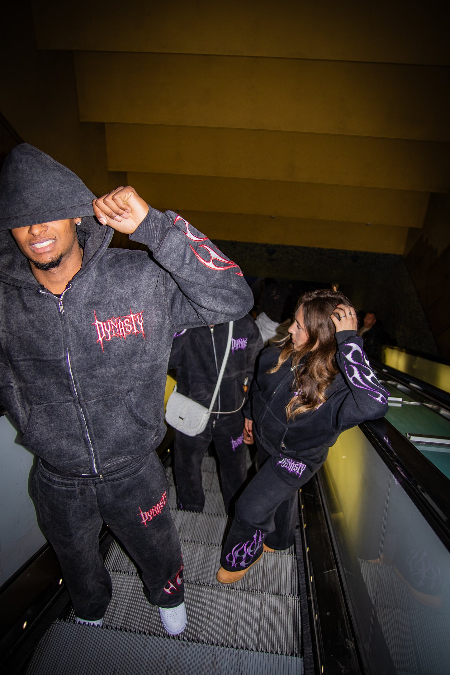 Tribal Flame Zip Hoodie Black Red | Unisex