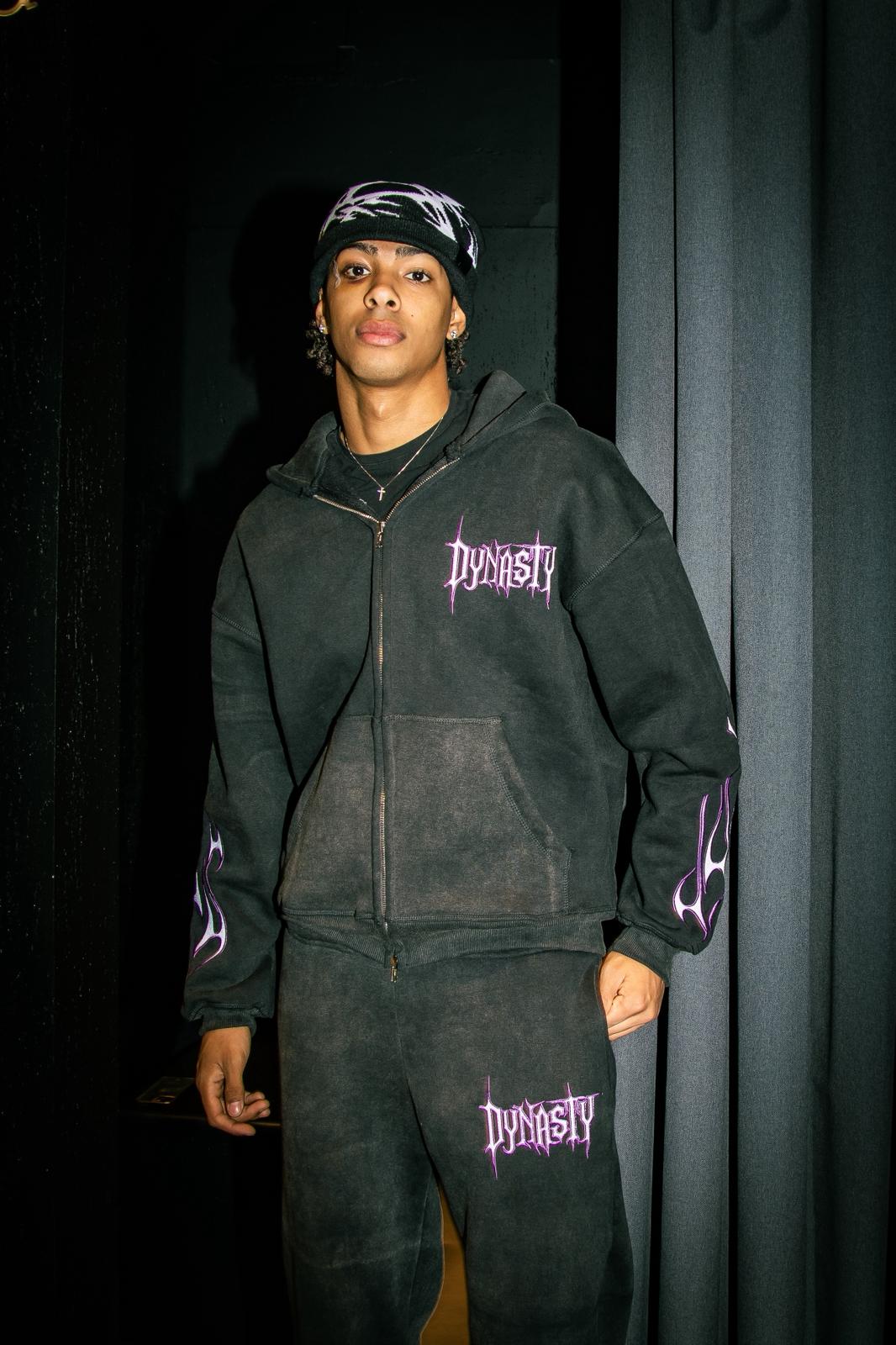 Tribal Flame Tracksuit Washed Black | Unisex