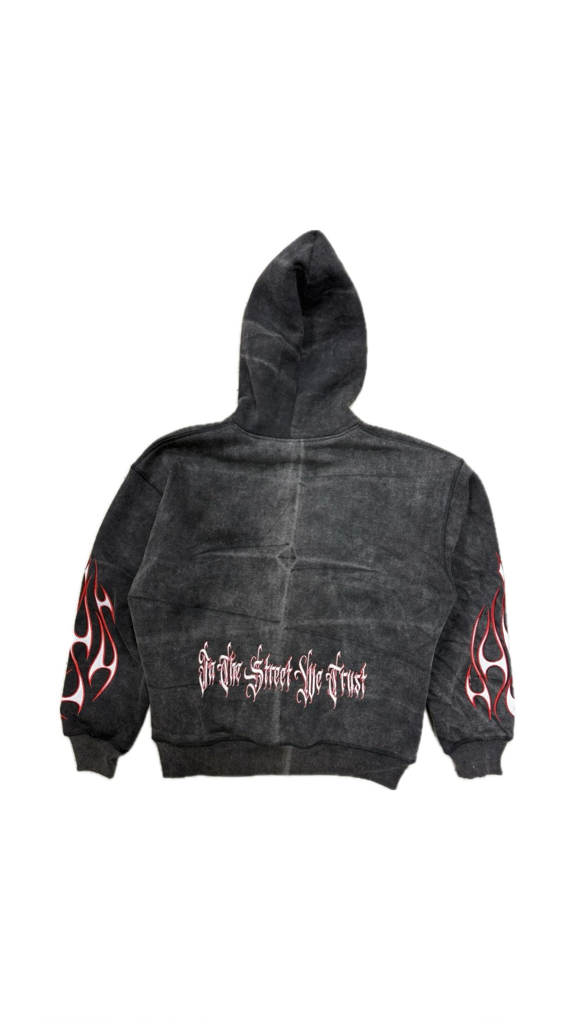 Tribal Flame Zip Hoodie Black Red | Unisex