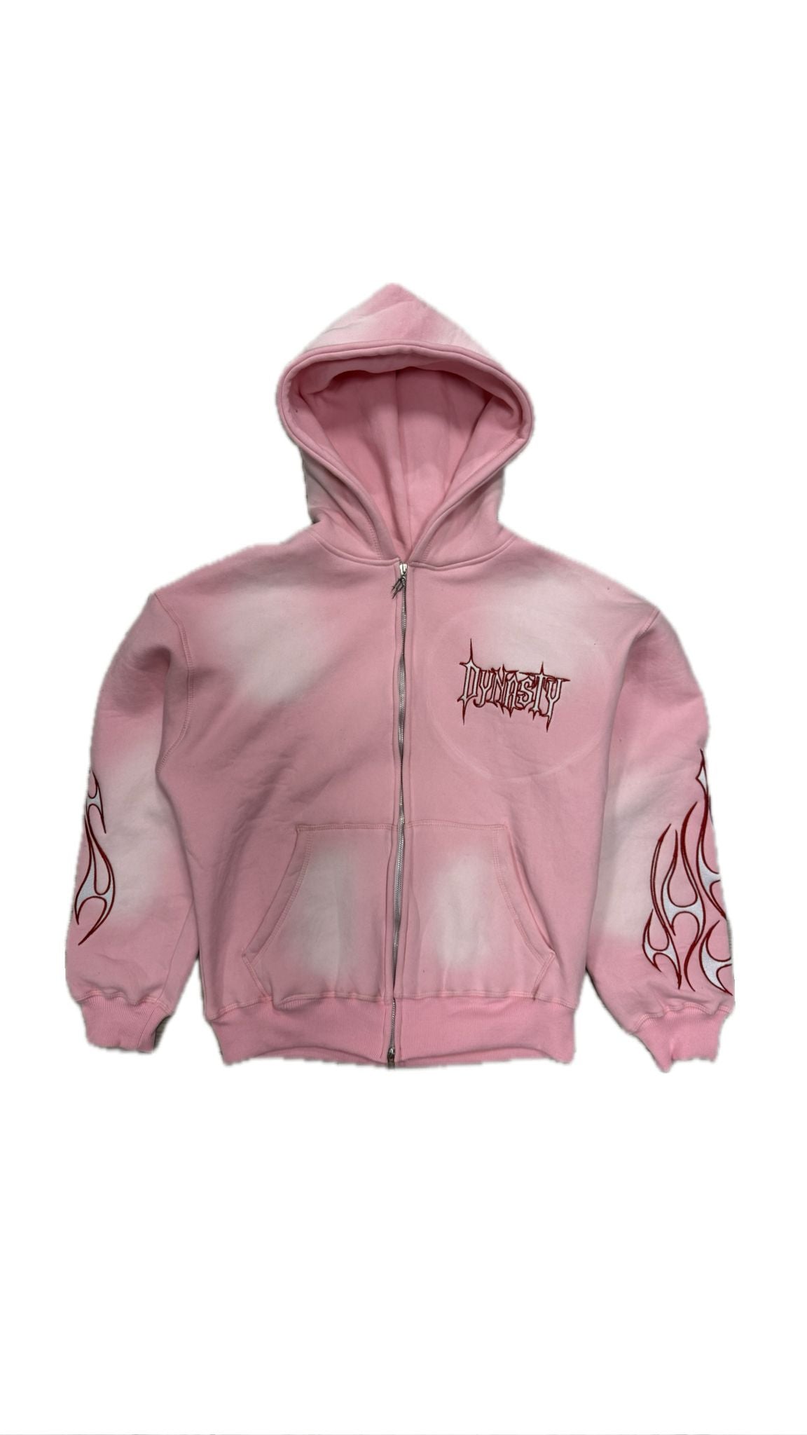 Tribal Flame Zip Hoodie Pink Red | Unisex