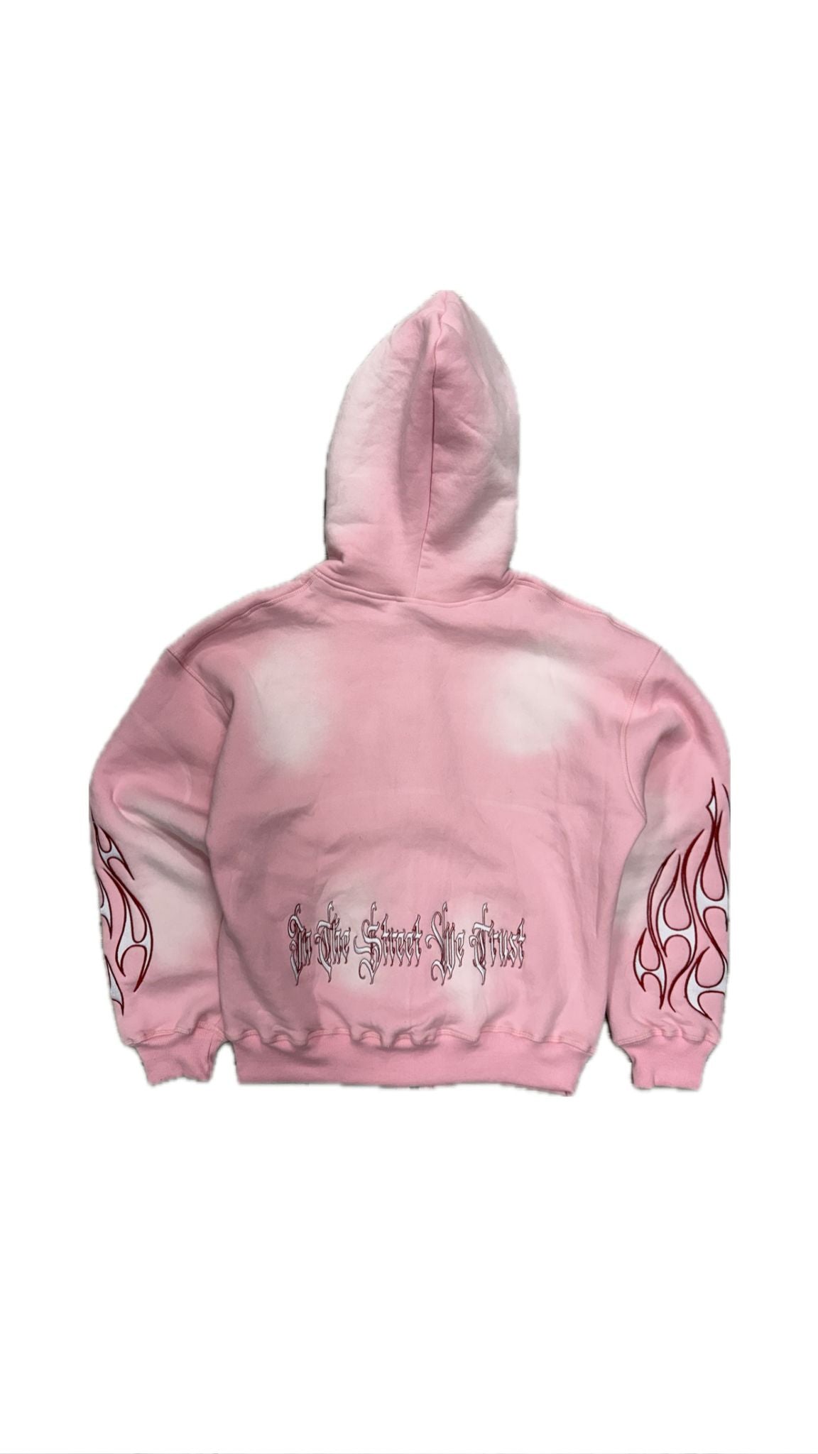 Tribal Flame Zip Hoodie Pink Red | Unisex