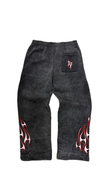 Tribal Flame Jogger Black Red | Unisex
